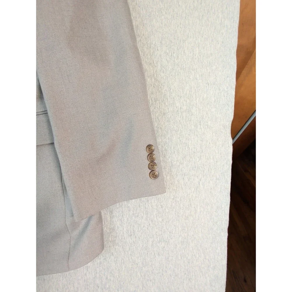 Chaps Ralph Lauren Blazer Suit Coat Mens Sz 42 Lt Gray 6 Pockets 2 Button Front